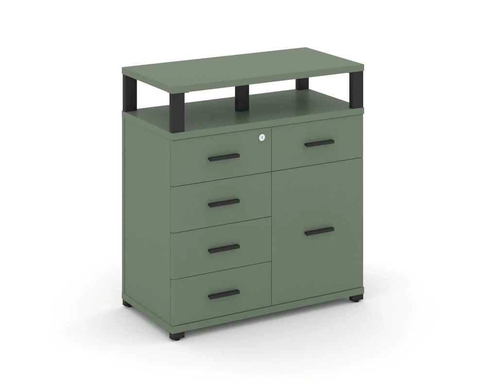 Тумба приставная широкая 5 ящ. 1 распаш. фасад с надставкой широкой CN.TSP-018 B 836x420x917 Концепт / Concept