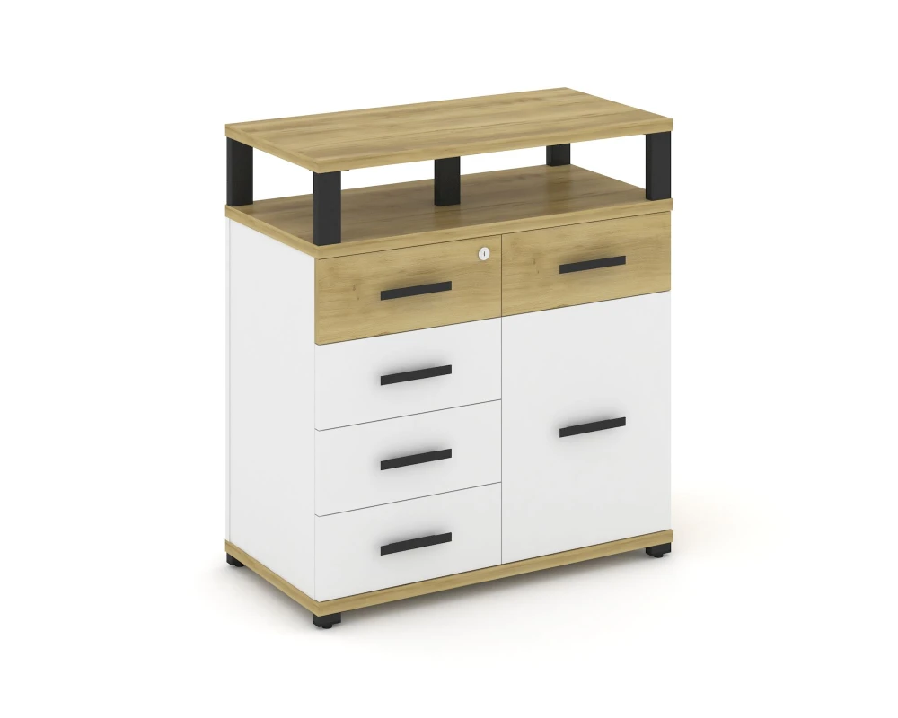 Тумба приставная широкая 5 ящ. 1 распаш. фасад с надставкой широкой CN.TSP-018 B 836x420x917 Концепт / Concept