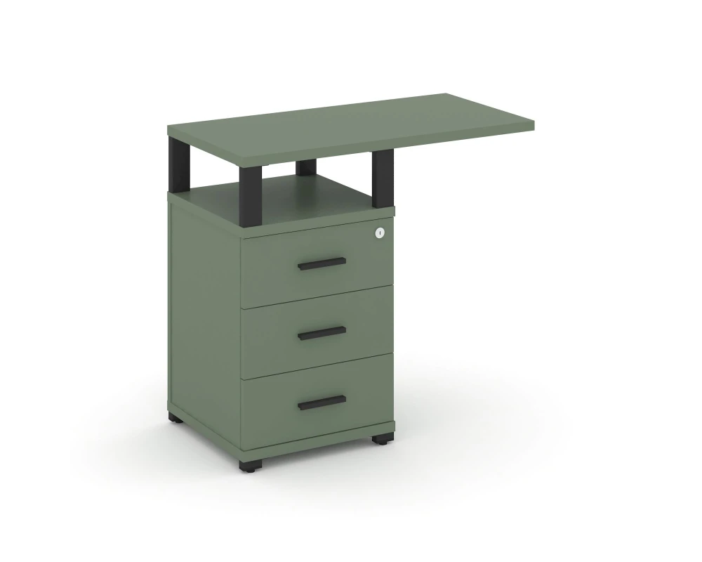 Тумба приставная узкая 3 ящ. со свесом. с надставкой широкой CN.TUS-002 B 836x420x750 Концепт / Concept