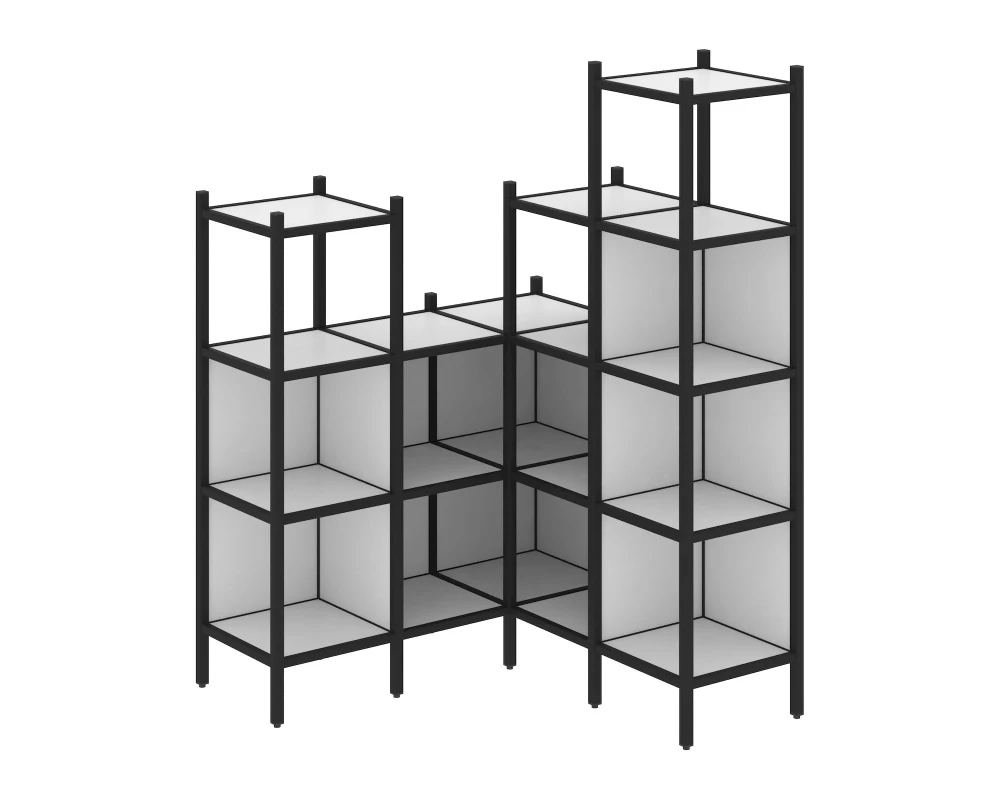 Угловой внутренний стеллаж L-39 1278x1278x1869 Лофт / Loft