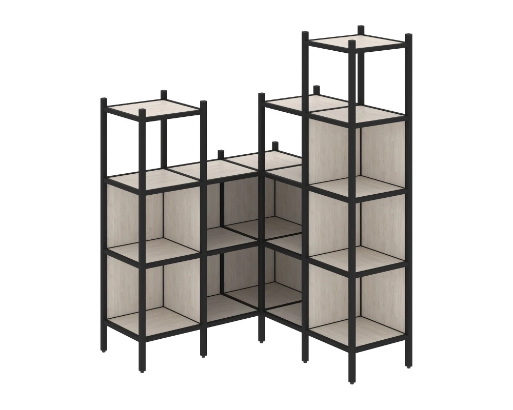 Угловой внутренний стеллаж L-39 1278x1278x1869 Лофт / Loft