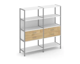 Двухсекционный стеллаж четырехярусный с ящиками 1590х400х1613 Шелф Систем / Shelf System images