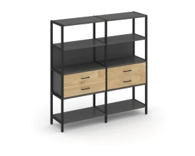 Двухсекционный стеллаж четырехярусный с ящиками 1590х400х1613 Шелф Систем / Shelf System images