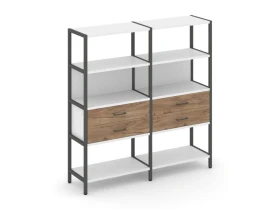 Двухсекционный стеллаж четырехярусный с ящиками 1590х400х1613 Шелф Систем / Shelf System images