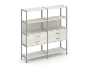 Двухсекционный стеллаж четырехярусный с ящиками 1590х400х1613 Шелф Систем / Shelf System images