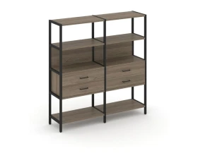 Двухсекционный стеллаж четырехярусный с ящиками 1590х400х1613 Шелф Систем / Shelf System images