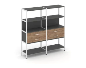 Двухсекционный стеллаж четырехярусный с ящиками 1590х400х1613 Шелф Систем / Shelf System images