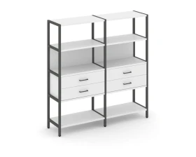 Двухсекционный стеллаж четырехярусный с ящиками 1590х400х1613 Шелф Систем / Shelf System images