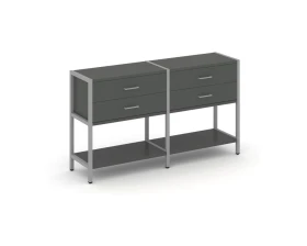 Двухсекционный стеллаж двухярусный с ящиками 1590х400х879 Шелф Систем / Shelf System images