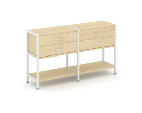 Двухсекционный стеллаж двухярусный с ящиками 1590х400х879 Шелф Систем / Shelf System images