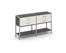 Двухсекционный стеллаж двухярусный с ящиками 1590х400х879 Шелф Систем / Shelf System images