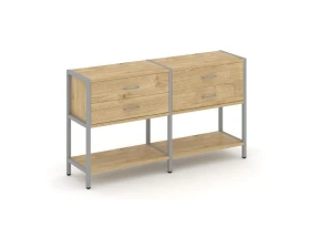 Двухсекционный стеллаж двухярусный с ящиками 1590х400х879 Шелф Систем / Shelf System images