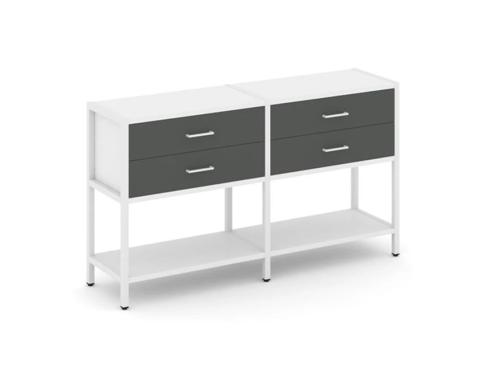 Двухсекционный стеллаж двухярусный с ящиками 1590х400х879 Шелф Систем / Shelf System