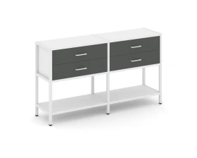 Двухсекционный стеллаж двухярусный с ящиками 1590х400х879 Шелф Систем / Shelf System images