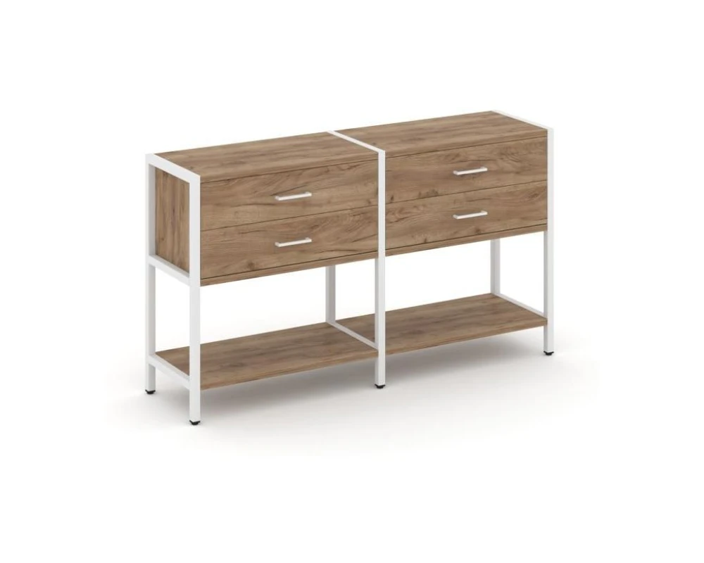 Двухсекционный стеллаж двухярусный с ящиками 1590х400х879 Шелф Систем / Shelf System