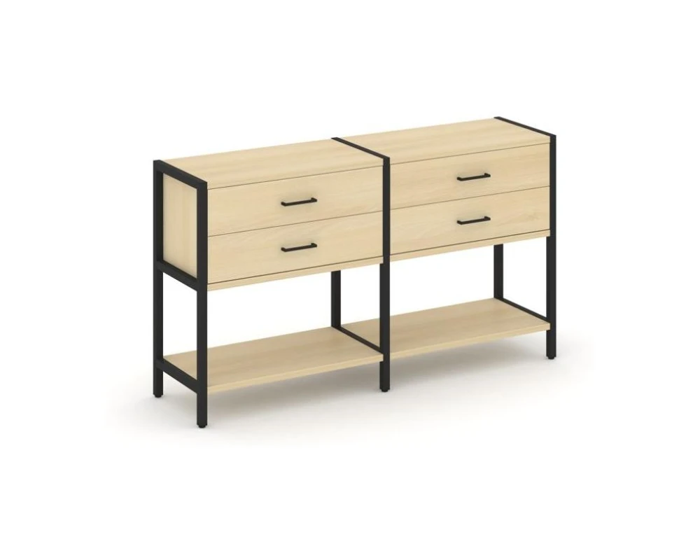 Двухсекционный стеллаж двухярусный с ящиками 1590х400х879 Шелф Систем / Shelf System