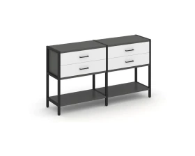 Двухсекционный стеллаж двухярусный с ящиками 1590х400х879 Шелф Систем / Shelf System images