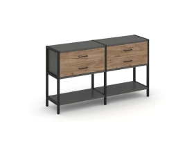 Двухсекционный стеллаж двухярусный с ящиками 1590х400х879 Шелф Систем / Shelf System images