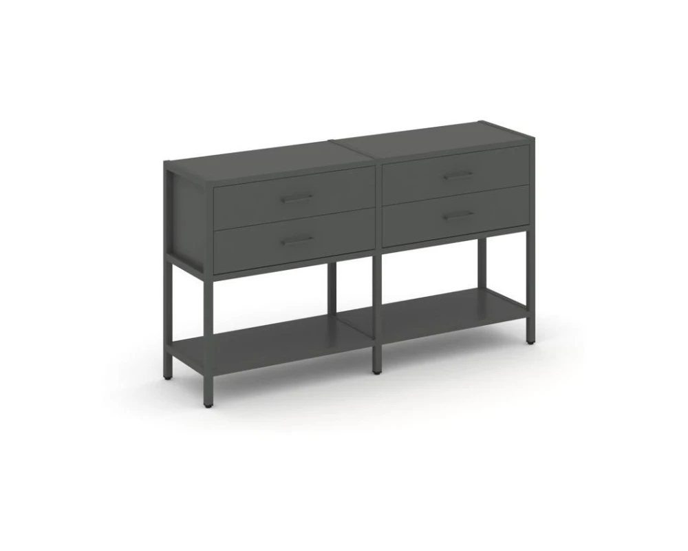 Двухсекционный стеллаж двухярусный с ящиками 1590х400х879 Шелф Систем / Shelf System