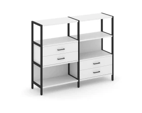 Двухсекционный стеллаж трехярусный с ящиками на двух ярусах 1590х400х1246 Шелф Систем / Shelf System images