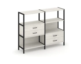 Двухсекционный стеллаж трехярусный с ящиками на двух ярусах 1590х400х1246 Шелф Систем / Shelf System images