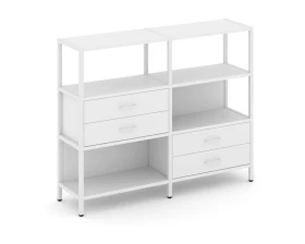 Двухсекционный стеллаж трехярусный с ящиками на двух ярусах 1590х400х1246 Шелф Систем / Shelf System images