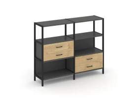 Двухсекционный стеллаж трехярусный с ящиками на двух ярусах 1590х400х1246 Шелф Систем / Shelf System images