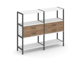 Двухсекционный стеллаж трехярусный с ящиками на одном ярусе 1590х400х1246 Шелф Систем / Shelf System images