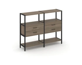 Двухсекционный стеллаж трехярусный с ящиками на одном ярусе 1590х400х1246 Шелф Систем / Shelf System images