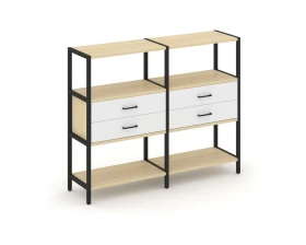 Двухсекционный стеллаж трехярусный с ящиками на одном ярусе 1590х400х1246 Шелф Систем / Shelf System images