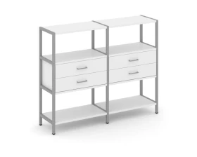 Двухсекционный стеллаж трехярусный с ящиками на одном ярусе 1590х400х1246 Шелф Систем / Shelf System images