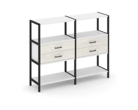 Двухсекционный стеллаж трехярусный с ящиками на одном ярусе 1590х400х1246 Шелф Систем / Shelf System images