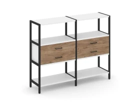 Двухсекционный стеллаж трехярусный с ящиками на одном ярусе 1590х400х1246 Шелф Систем / Shelf System images