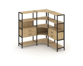 Трехсекционный угловой стеллаж четырехярусный с ящиками 1590х1590х1613 Шелф Систем / Shelf System images