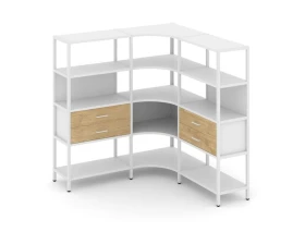 Трехсекционный угловой стеллаж четырехярусный с ящиками 1590х1590х1613 Шелф Систем / Shelf System images