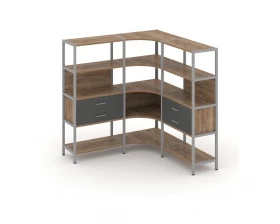 Трехсекционный угловой стеллаж четырехярусный с ящиками 1590х1590х1613 Шелф Систем / Shelf System images