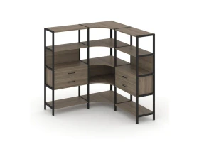 Трехсекционный угловой стеллаж четырехярусный с ящиками 1590х1590х1613 Шелф Систем / Shelf System images