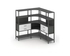 Трехсекционный угловой стеллаж четырехярусный с ящиками 1590х1590х1613 Шелф Систем / Shelf System images