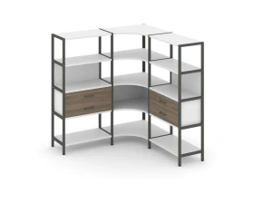 Трехсекционный угловой стеллаж четырехярусный с ящиками 1590х1590х1613 Шелф Систем / Shelf System images