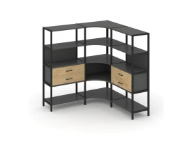 Трехсекционный угловой стеллаж четырехярусный с ящиками 1590х1590х1613 Шелф Систем / Shelf System images