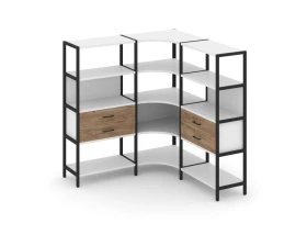 Трехсекционный угловой стеллаж четырехярусный с ящиками 1590х1590х1613 Шелф Систем / Shelf System images