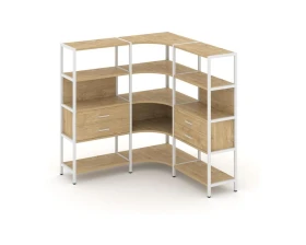 Трехсекционный угловой стеллаж четырехярусный с ящиками 1590х1590х1613 Шелф Систем / Shelf System images
