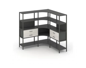 Трехсекционный угловой стеллаж четырехярусный с ящиками 1590х1590х1613 Шелф Систем / Shelf System images