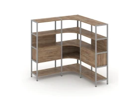 Трехсекционный угловой стеллаж четырехярусный с ящиками 1590х1590х1613 Шелф Систем / Shelf System images