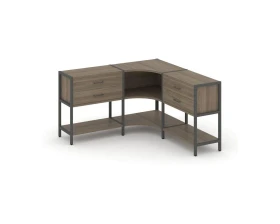 Трехсекционный угловой стеллаж двухярусный с ящиками 1590х1590х879 Шелф Систем / Shelf System images