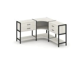 Трехсекционный угловой стеллаж двухярусный с ящиками 1590х1590х879 Шелф Систем / Shelf System images