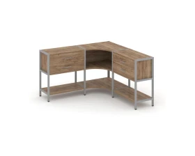 Трехсекционный угловой стеллаж двухярусный с ящиками 1590х1590х879 Шелф Систем / Shelf System images