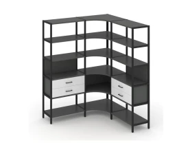 Трехсекционный угловой стеллаж пятиярусный с ящиками 1590х1590х1980 Шелф Систем / Shelf System images