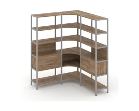 Трехсекционный угловой стеллаж пятиярусный с ящиками 1590х1590х1980 Шелф Систем / Shelf System images