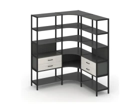 Трехсекционный угловой стеллаж пятиярусный с ящиками 1590х1590х1980 Шелф Систем / Shelf System images